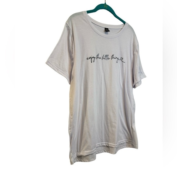 SHEIN White Short Sleeve Tee Enjoy The Little Things Size XXL 2X ☀️ - Picture 4 of 10
